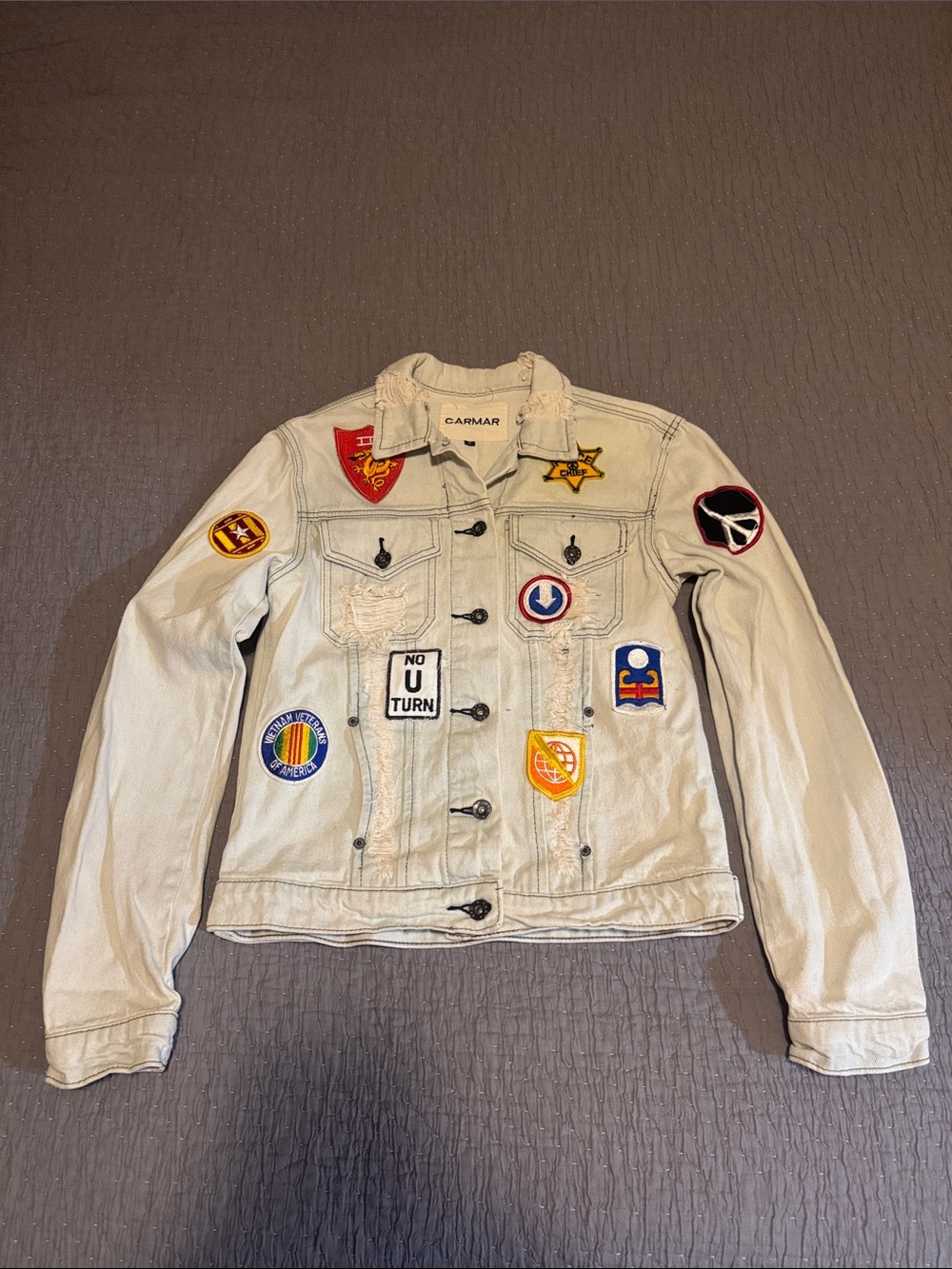 Carmar Distressed Denim Jacket w/ Patches